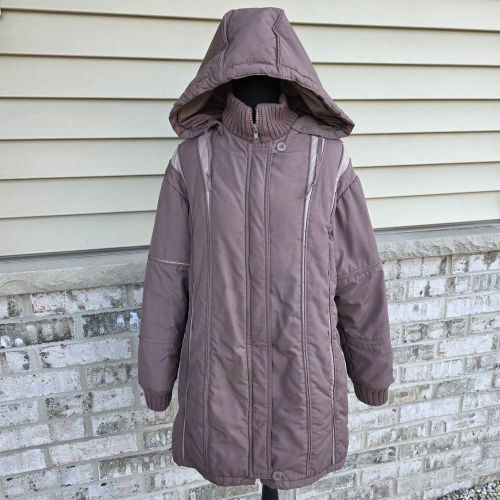 Vintage Reef II Mauve Long Hooded Winter Coat – Made in Korea – Size 14 - Picture 1 of 13
